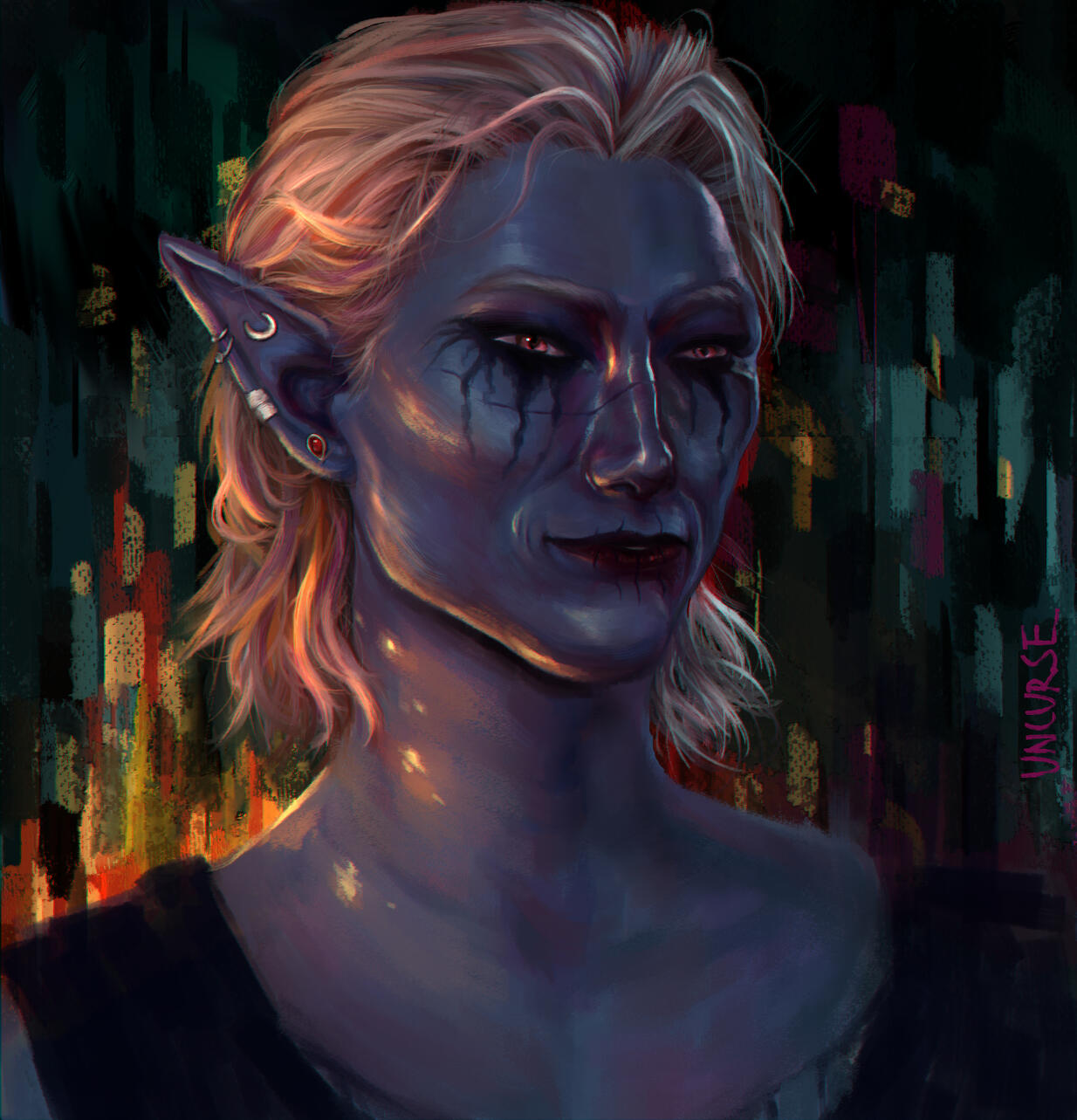 Baldur's Gate 3 OC Drow Elf character fanart digital art